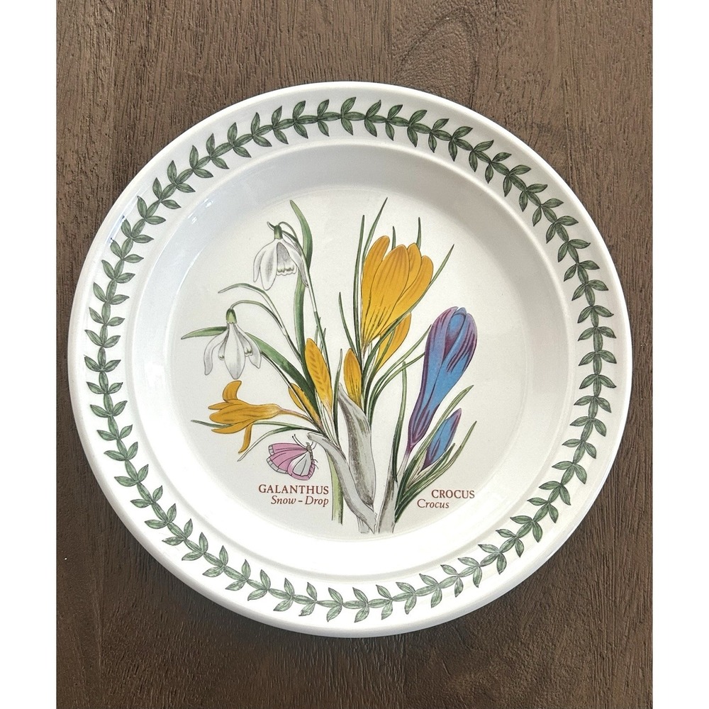 Portmeirion Botanic Garden Bread & Butter Plate Galanthus Crocus Snow Drop 7.25"